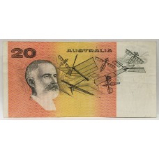 AUSTRALIA 1983 . TWENTY 20 DOLLAR BANKNOTE . ERROR . MISSING VALUE NUMBER "20"